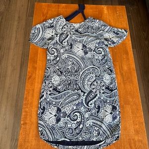 H&M blue paisley shift dress